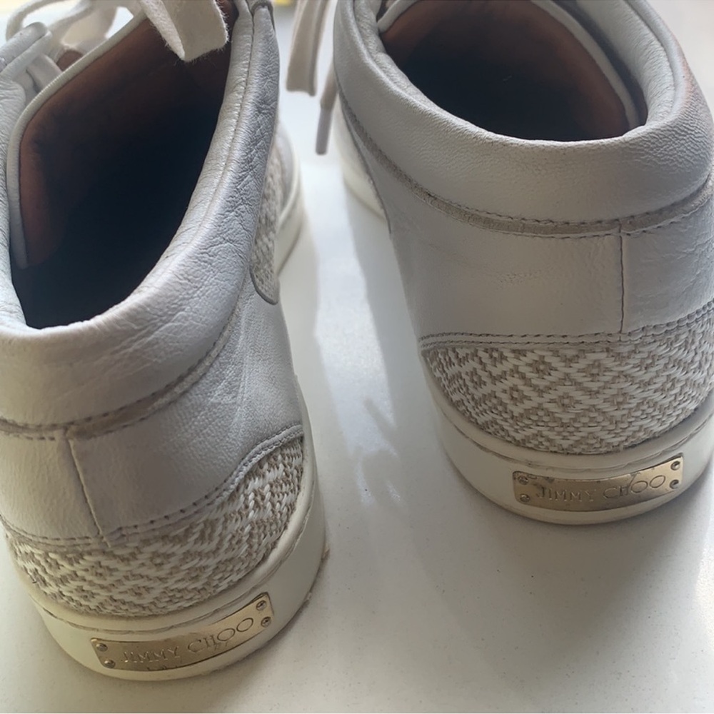 Jimmy Choo White Sneakers with Soft Suede Upper and Perforated Toe Box - Picture 4 of 6